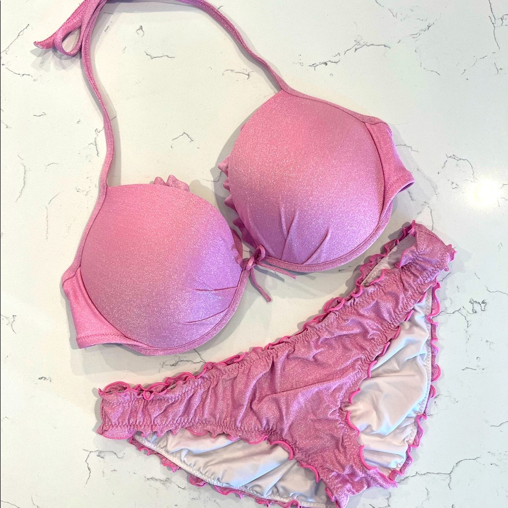 WORN ONCE: Victoria’s Secret Pink Glitter Bikini Set